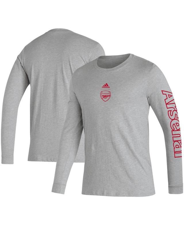 Mens adidas Heather Gray Arsenal Team Crest Long Sleeve T-Shirt Product Image