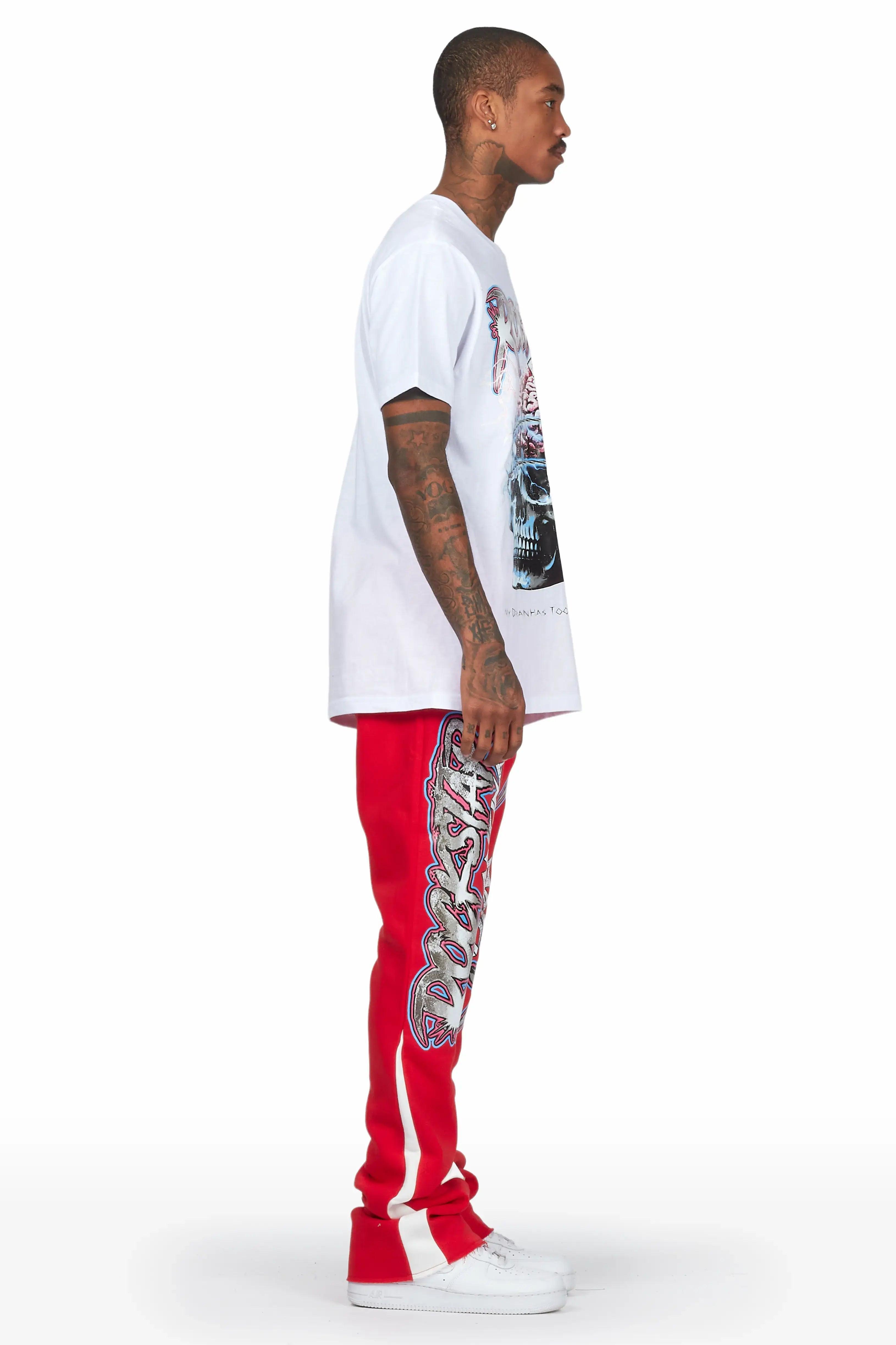 Waller White/Red T-Shirt Stacked Flare Track Set Male Product Image