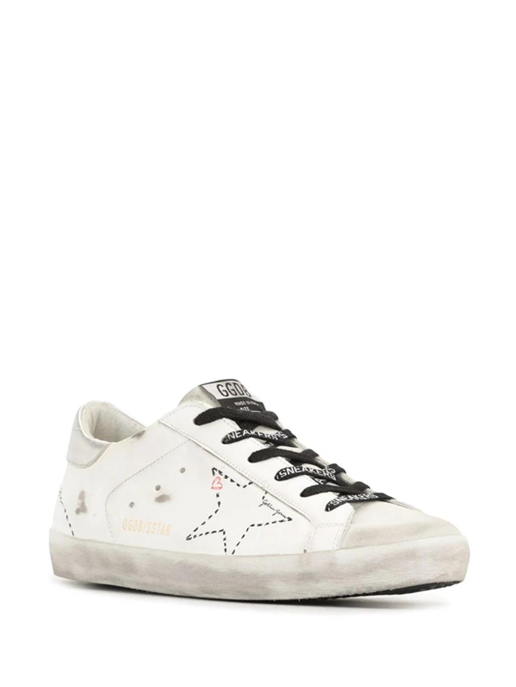 GOLDEN GOOSE Superstar Distressed Leather And Suede Sneakers In White Product Image