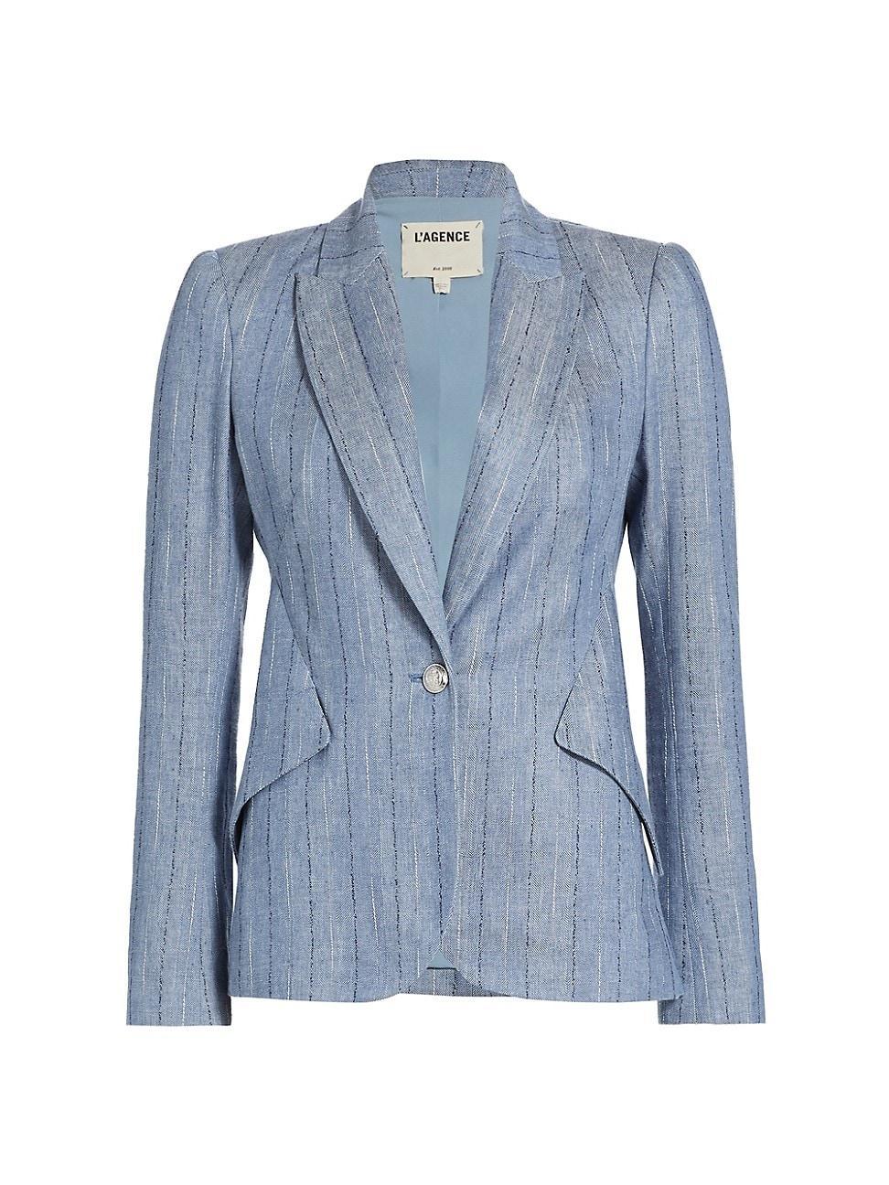 Womens Chamberlain Pinstriped Linen-Cotton Blazer Product Image