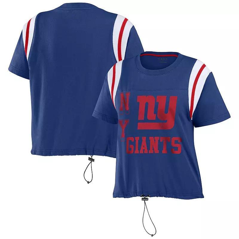 Womens WEAR by Erin Andrews Royal New York Giants Cinched Colorblock T-Shirt Product Image