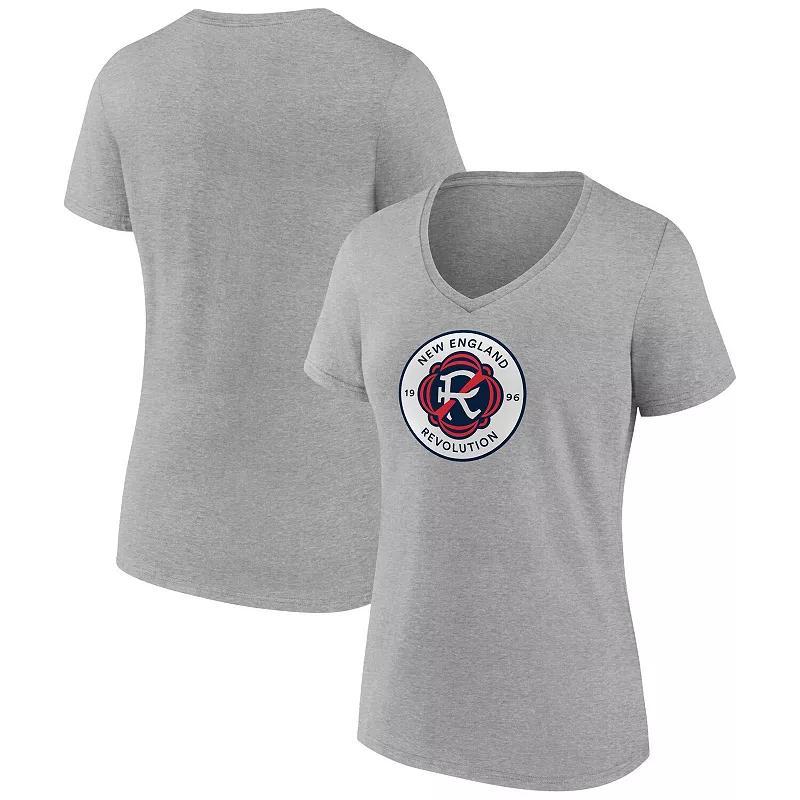 Womens Fanatics Steel New England Revolution Evergreen Logo V-Neck T-Shirt Product Image