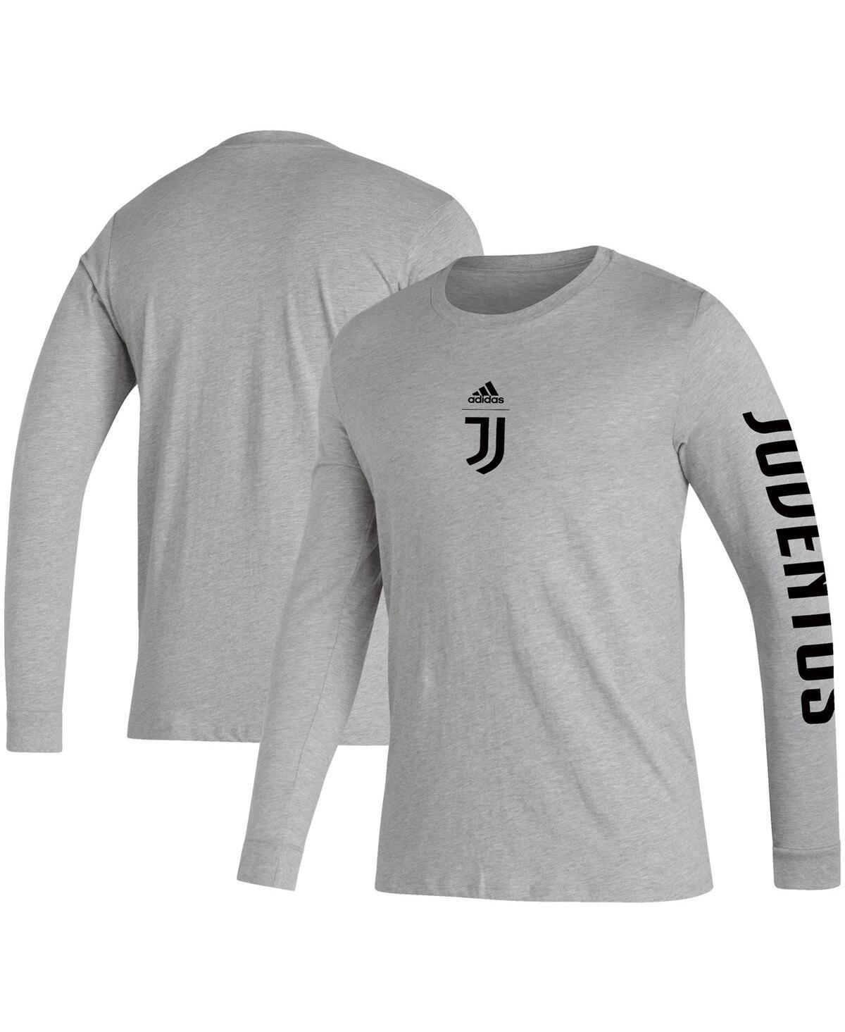 Mens adidas Heather Gray Juventus Team Crest Long Sleeve T-Shirt Product Image