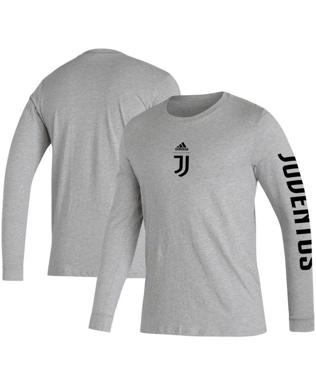 Mens adidas Heather Gray Juventus Team Crest Long Sleeve T-Shirt Grey Product Image