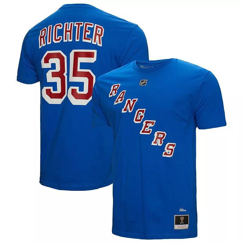 Mens Mitchell & Ness Mike Richter Blue New York Rangers Name & Number T-Shirt Product Image