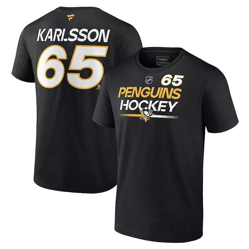 Mens Fanatics Branded Erik Karlsson Black Pittsburgh Penguins Authentic Pro Prime Name & Number T-Shirt Product Image