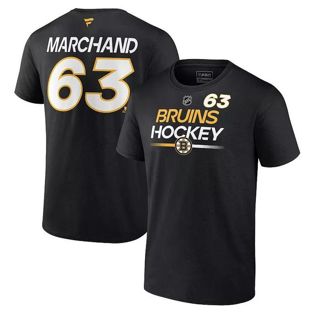 Mens Fanatics Branded Brad Marchand Boston Bruins Authentic Pro Prime Name & Number T-Shirt Product Image