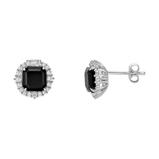 Gemminded Sterling Silver Lab Created Black Sapphire Earrings, Womens Product Image