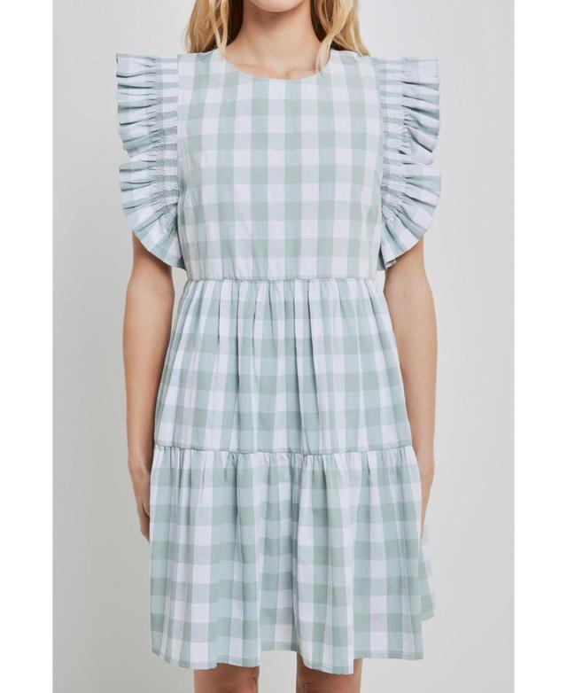 Womens Gingham Mini Dress Product Image