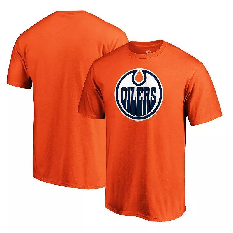 Mens Fanatics Orange Edmonton Oilers Core Primary Logo T-Shirt Product Image