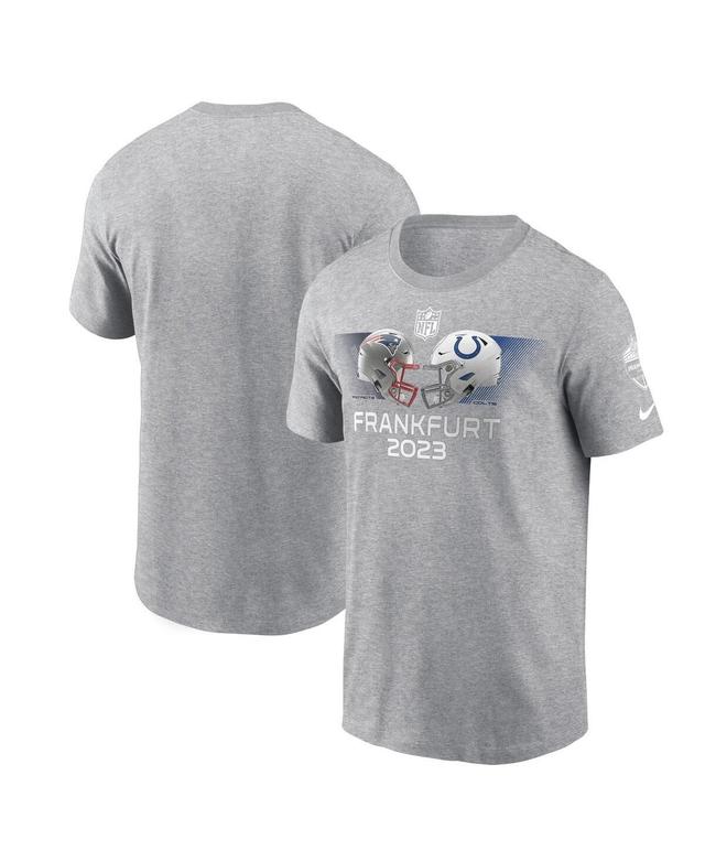 Mens Nike Heather Gray New England Patriots Vs. Indianapolis Colts 2023 Frankfurt Game Essential T-shirt Product Image