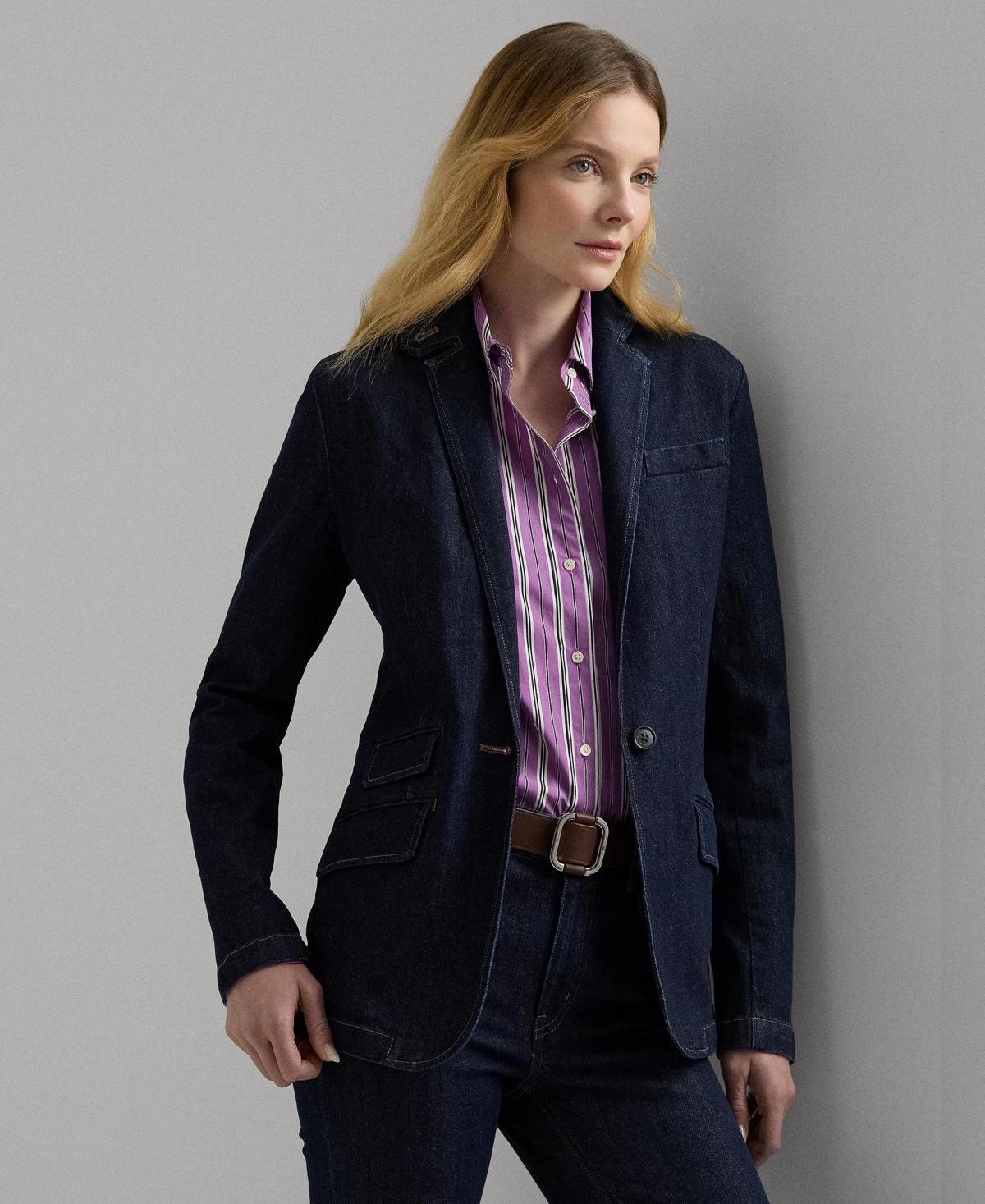 Lauren Ralph Lauren Womens One-Button Denim Blazer, Regular & Petite Product Image