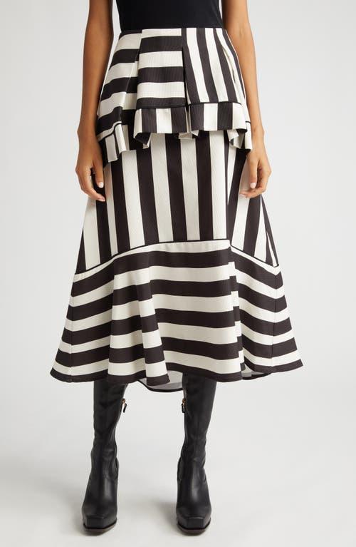 FARM Rio Mixed Stripe A-Line Midi Skirt Product Image