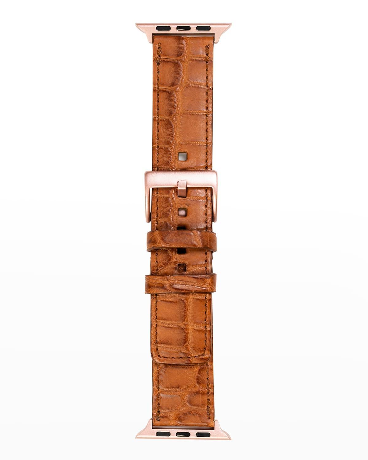 Mens Apple Watch Matte Alligator Watch Strap, Rose Gold Finish product image