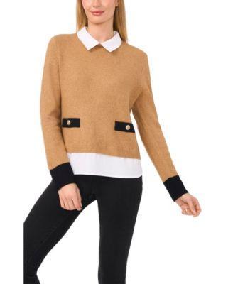 Women's Two-Fer Collared Pocket Detail Sweater product image