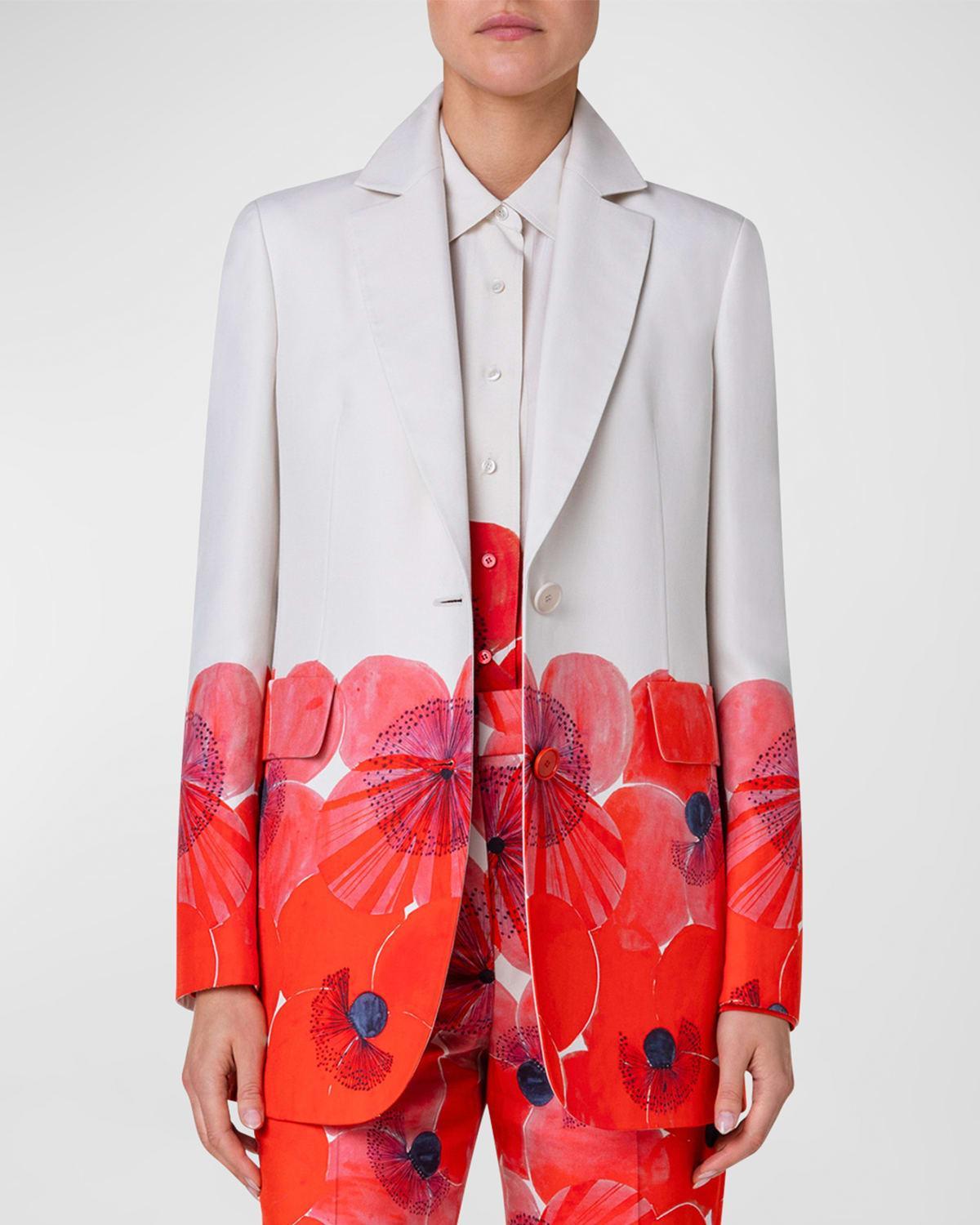 Alvina Poppies Print Blazer Jacket Product Image