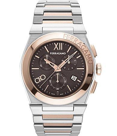 Salvatore Ferragamo Mens Swiss Chronograph Two-Tone Stainless Steel Bracelet Watch 42mm Product Image