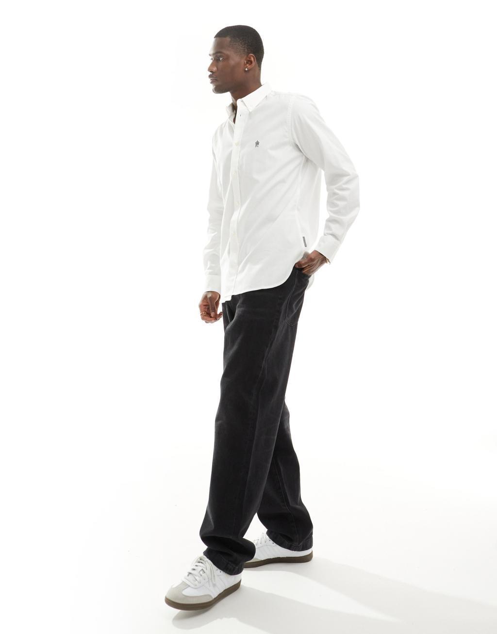 French Connection long sleeve oxford shirt in white Product Image