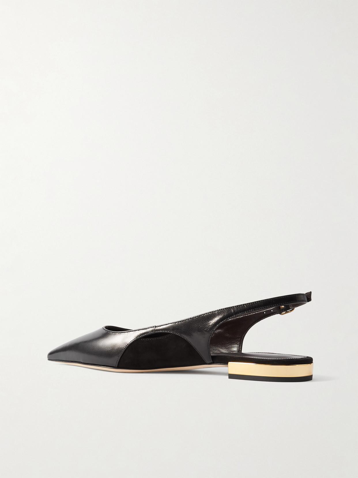 Saada Suede-trimmed Leather Slingback Ballet Flats In Black Product Image