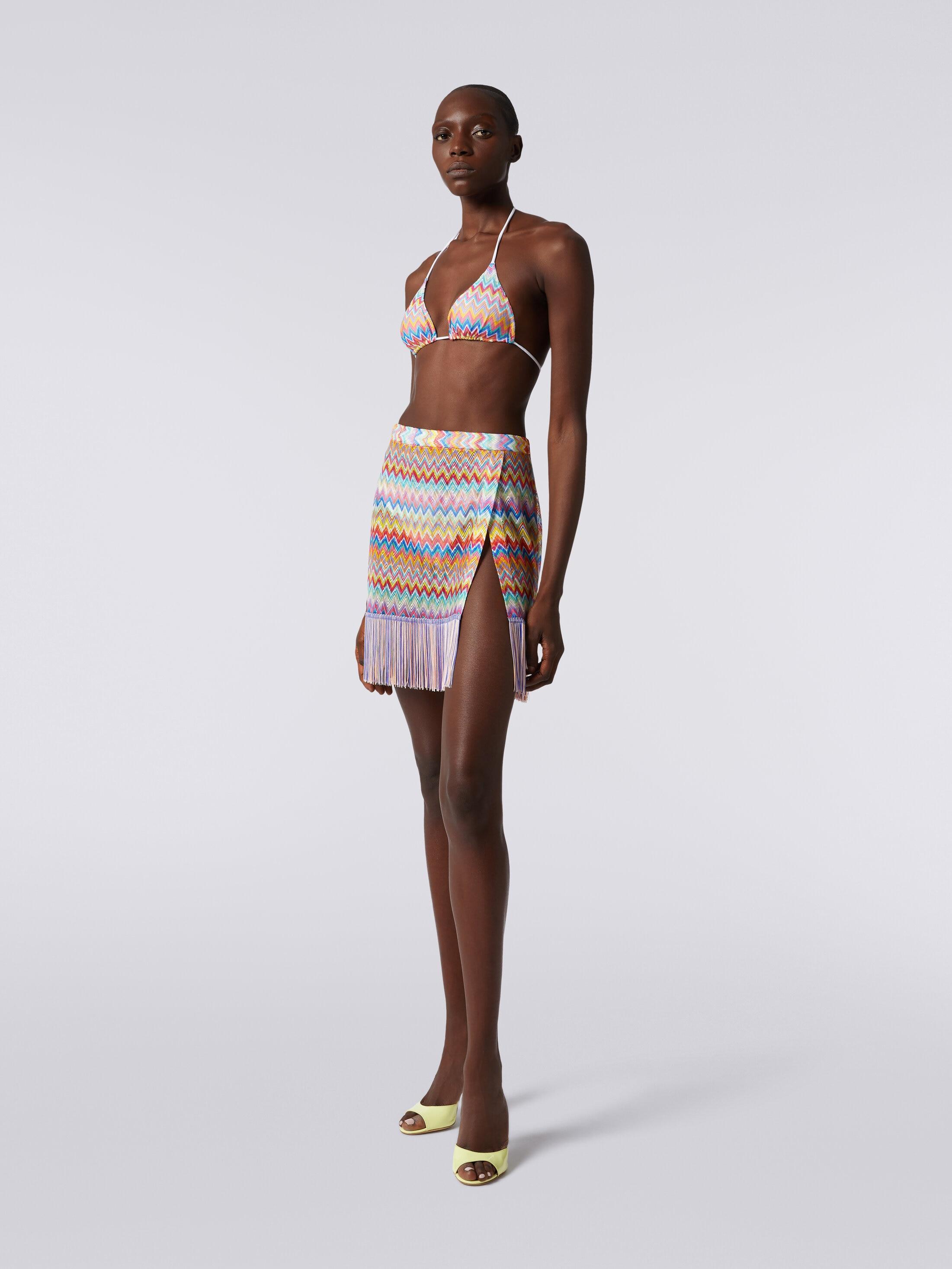 Cover-up wrap-around miniskirt with fringes Product Image