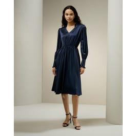 LILYSILK x CHARIS V Neck A line Midi Dress Product Image