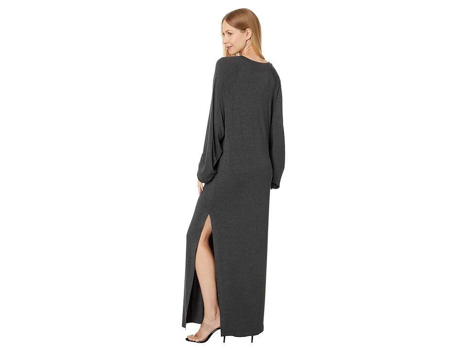 Norma Kamali Oversized Raglan Sleeve Side Slit Gown (Dark Grey) Women's Dress Product Image