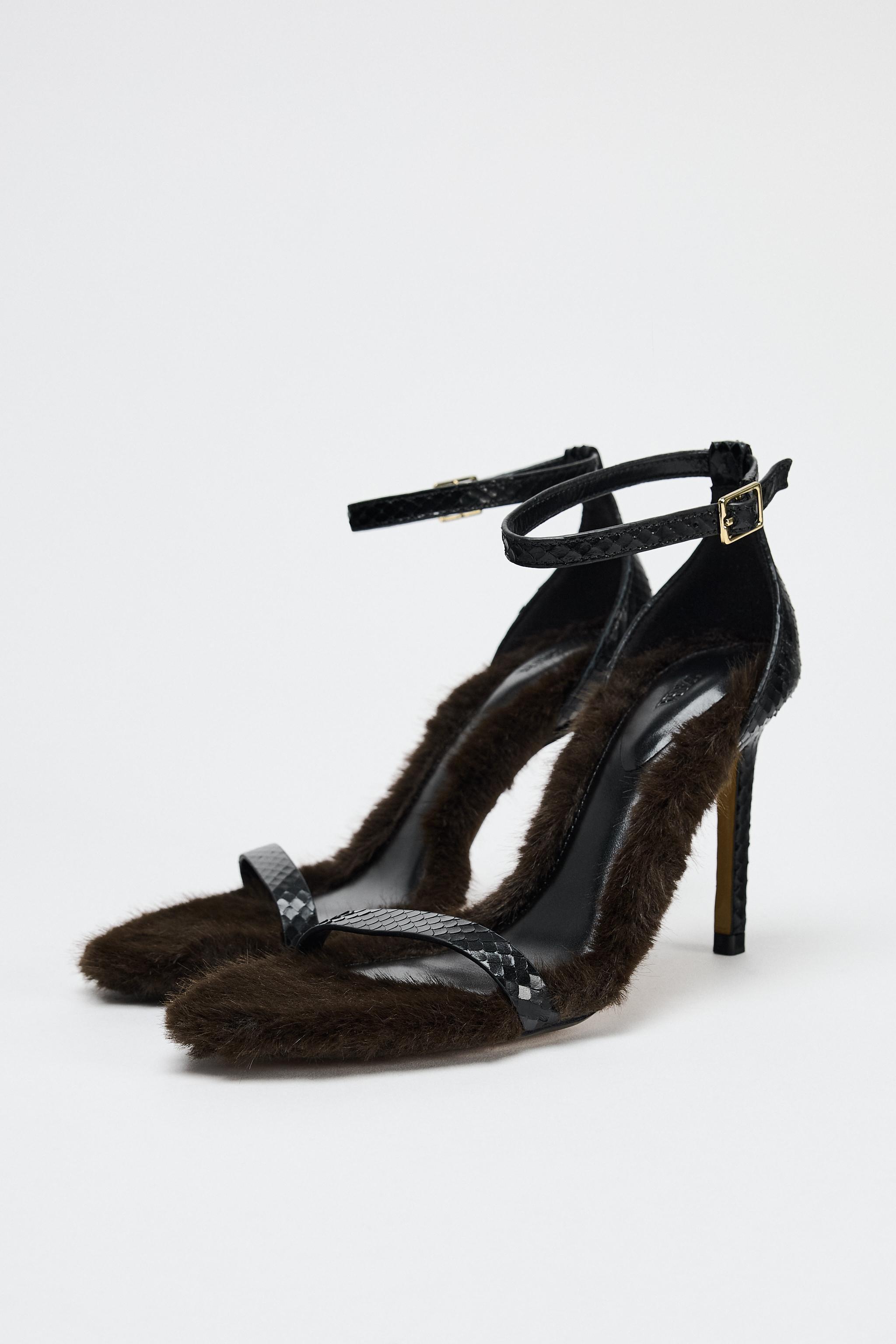 EMBOSSED LEATHER FAUX FUR SANDAL LIMITED EDITION Product Image