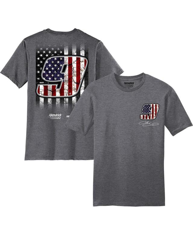 Mens Hendrick Motorsports Team Collection Heather Charcoal Chase Elliott Flag T-shirt Product Image