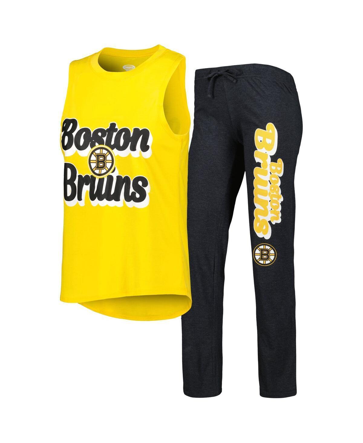 Womens Concepts Sport Gold/Heather Black Boston Bruins Meter Muscle Tank Top & Pants Sleep Set Product Image