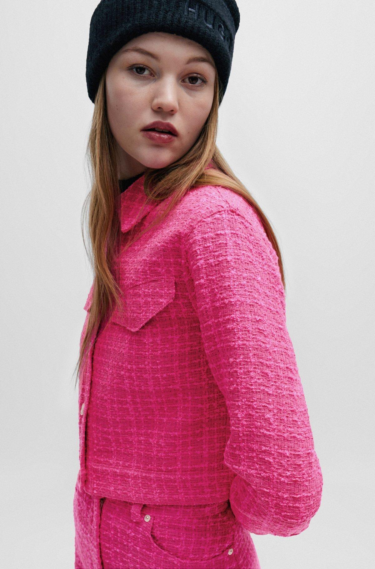 Relaxed-fit jacket in bouclé fabric with polished trims Product Image