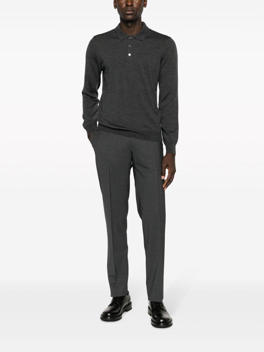 CANALI Straight-leg Wool Trousers In Navy Blue Product Image