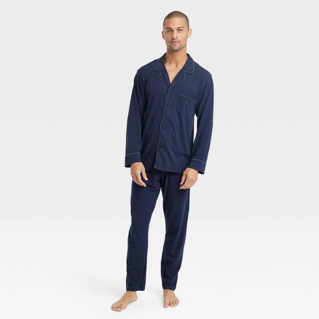 Hanes Premium Mens Knit Long Sleeve Pajama Set 2pc - Blue L Product Image