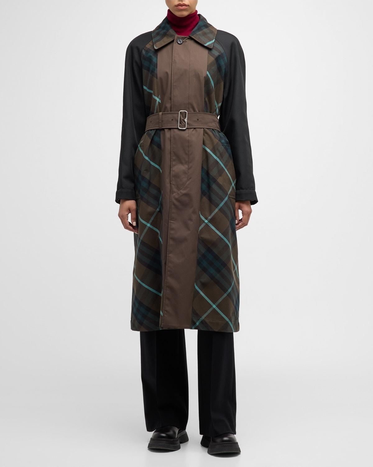 Womens Bradford Belted Check Cotton Oversized Coat Product Image