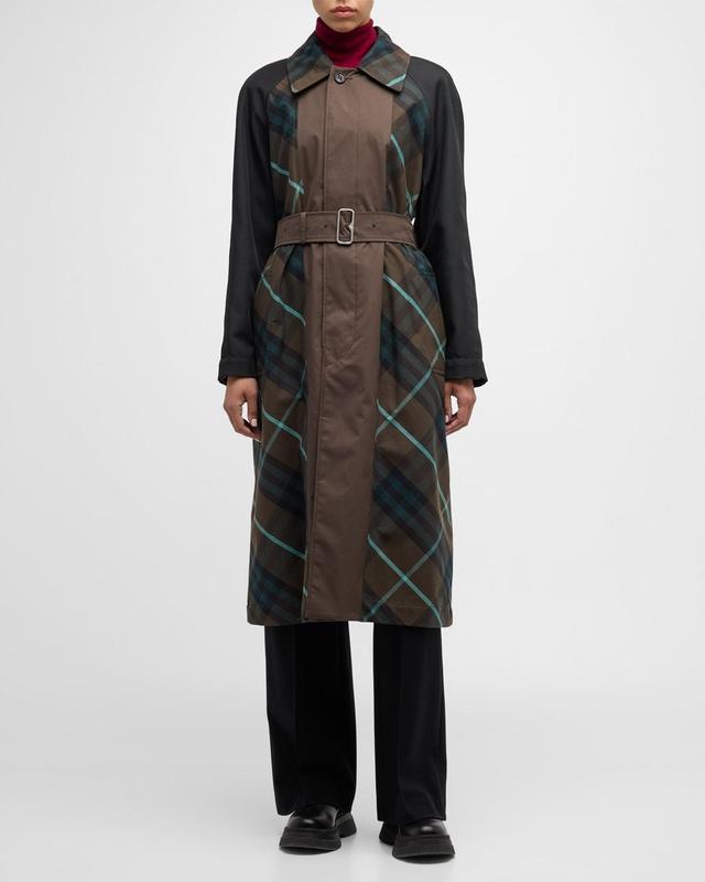 Womens Bradford Belted Check Cotton Oversized Coat Product Image