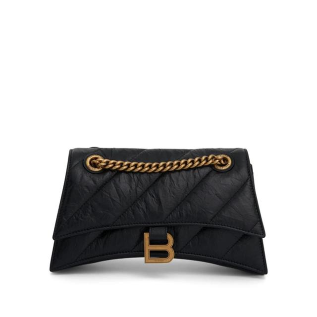 BALENCIAGA Crush Small Chain Quilted Bag In Black Product Image