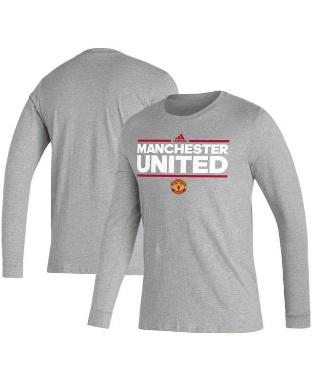 Mens adidas Heather Gray Manchester United Dassler Long Sleeve T-shirt Product Image