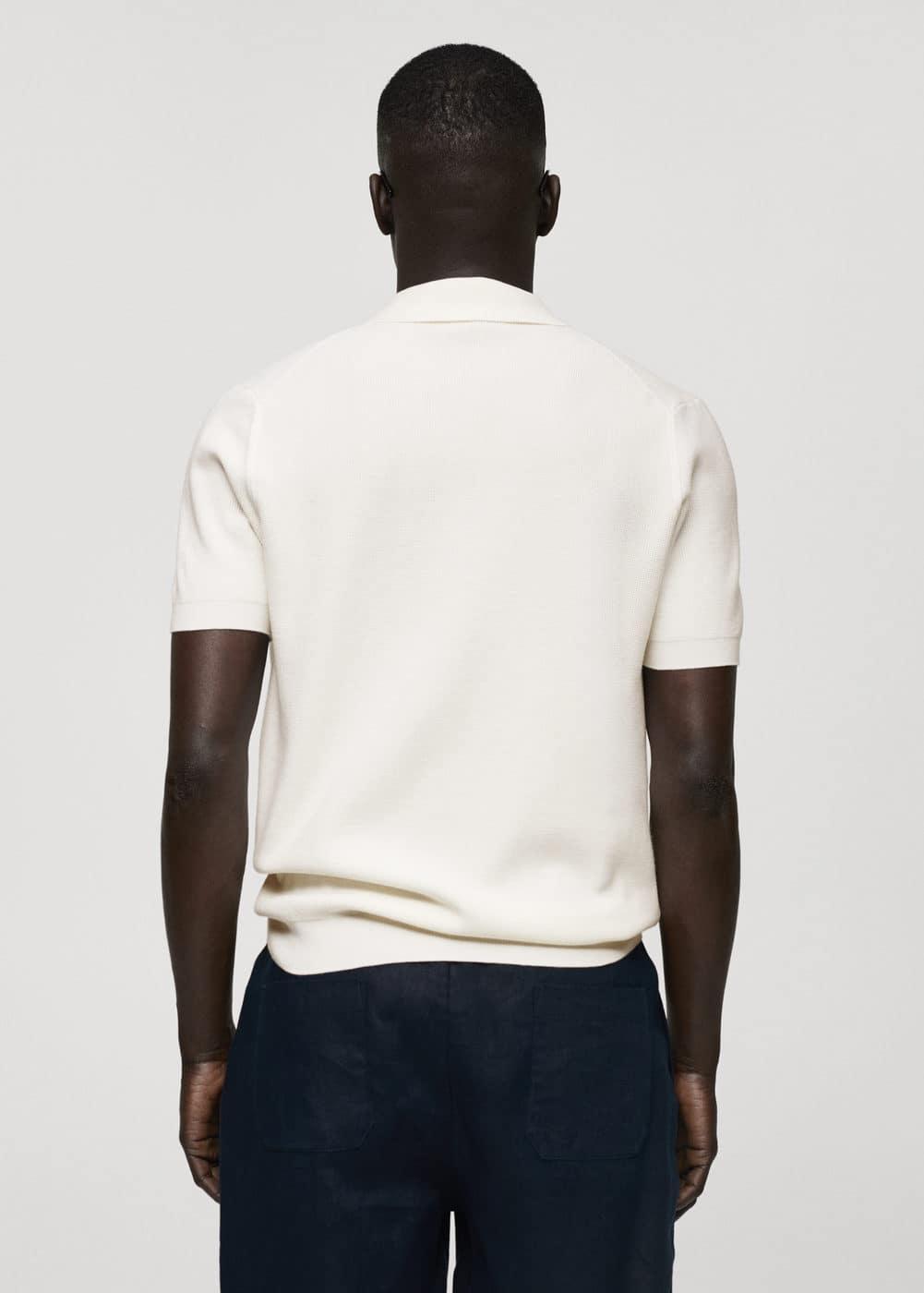 MANGO MAN - Knitted polo shirt with zip off whiteMen Product Image