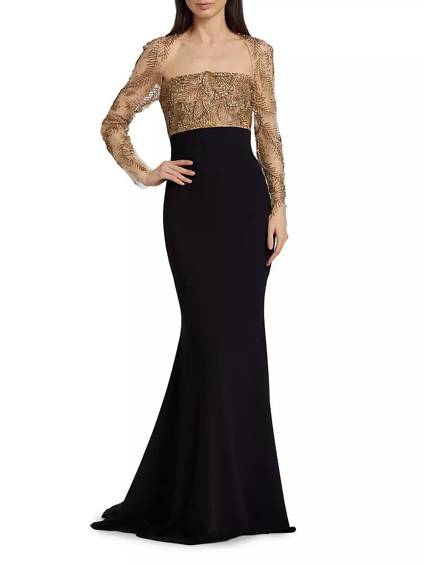 Beaded Crepe Gown Product Image