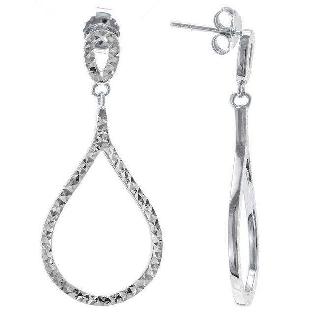 Judy Crowell Sterling Silver Diamond Cut Open Teardrop Double Drop Earrings, Womens Product Image