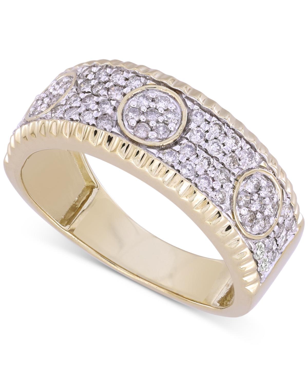 Mens Diamond Circle Cluster Notched-Edge Ring (3/4 ct. t.w.) in 10k Gold Product Image