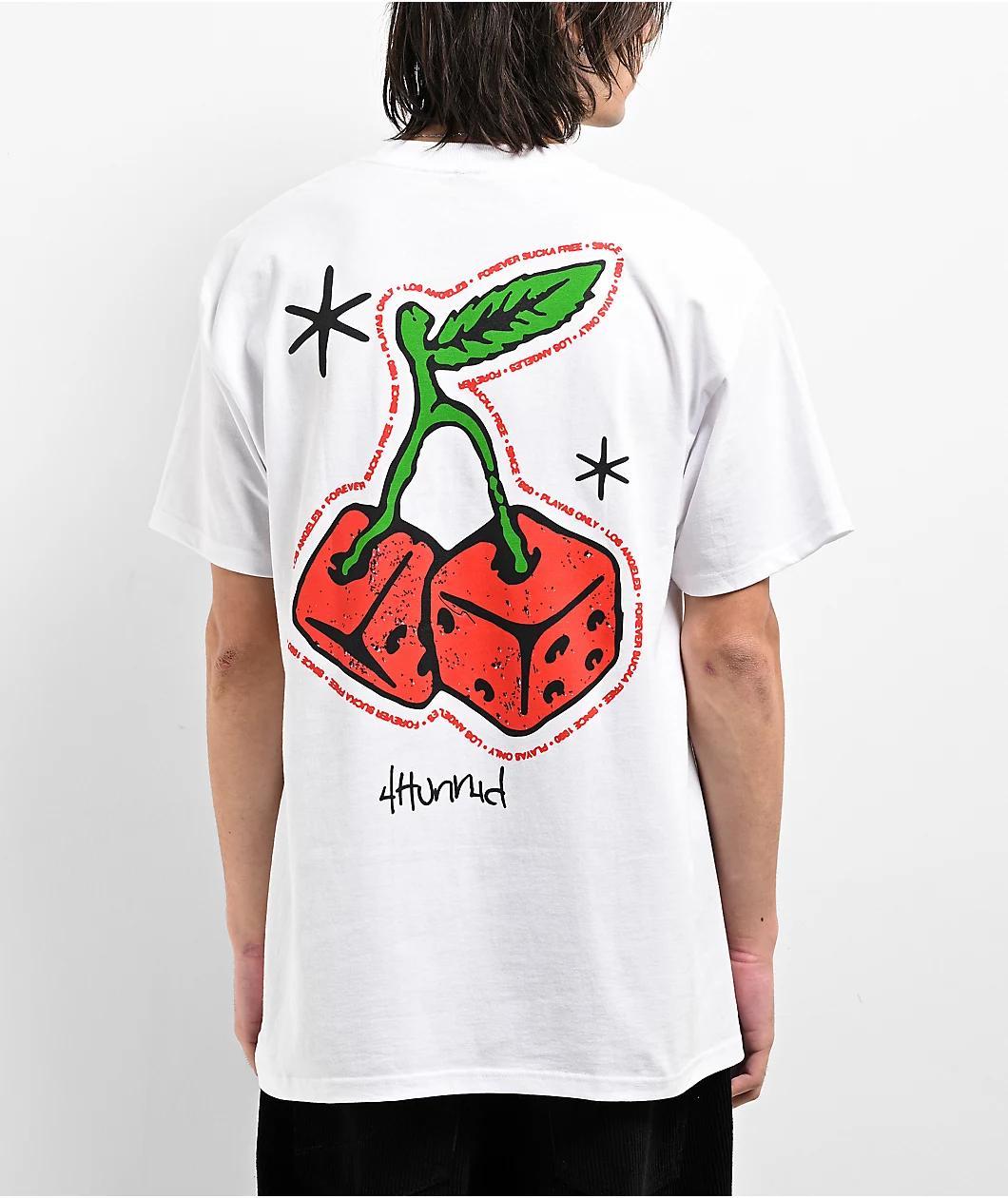 4Hunnid Cherry Dice White T-Shirt Product Image