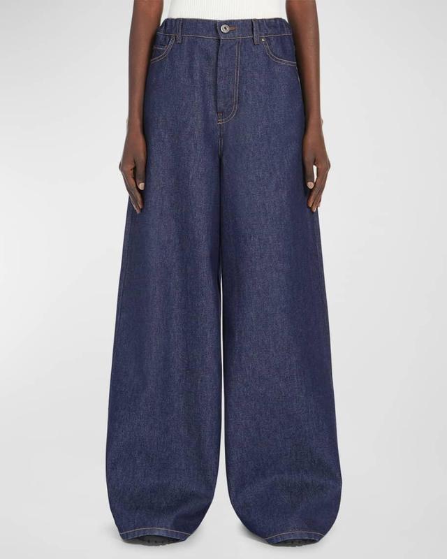 Malia Wide-Leg Cotton Denim Trousers Product Image