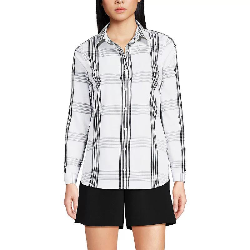 Petite Lands End No Iron Supima Cotton Long Sleeve Shirt, Womens Product Image