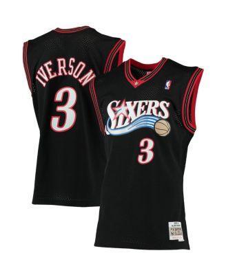 Mens Mitchell & Ness Allen Iverson Black Philadelphia 76ers Big & Tall Hardwood Classics Jersey Product Image