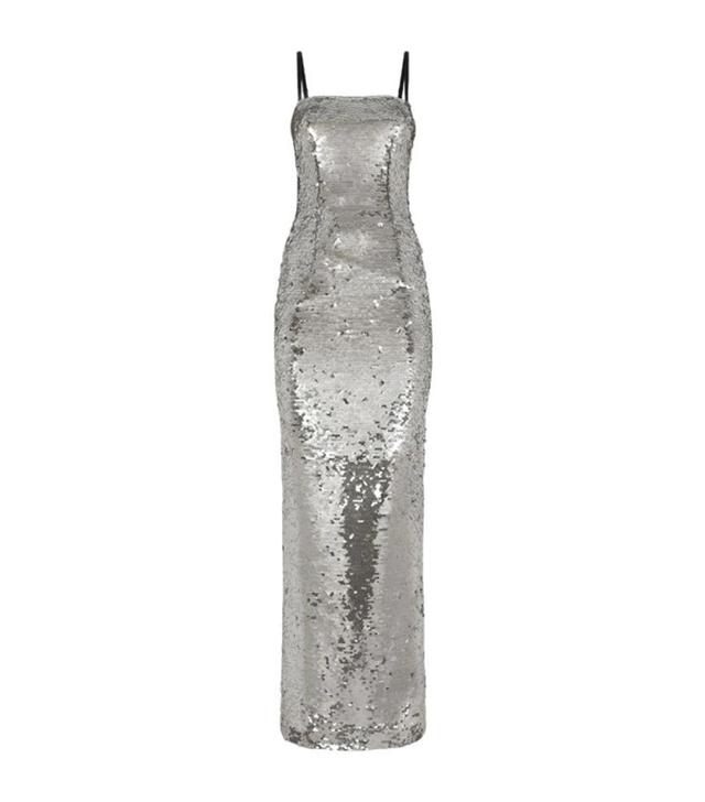 Sequin-embellished Maxi Dress In Silver Product Image