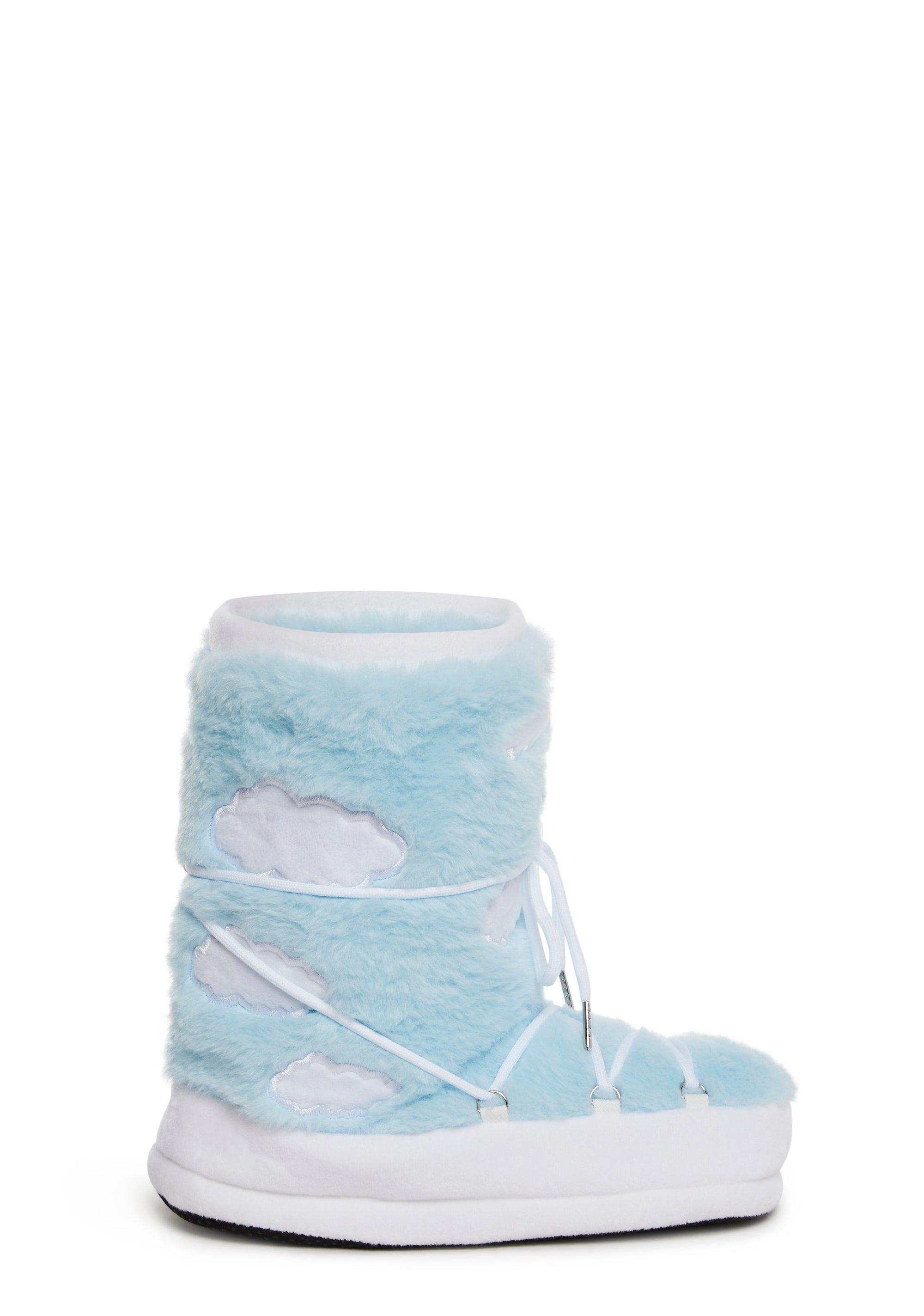 Womens Cloud Faux Fur Booties Delia's - Blue Product Image