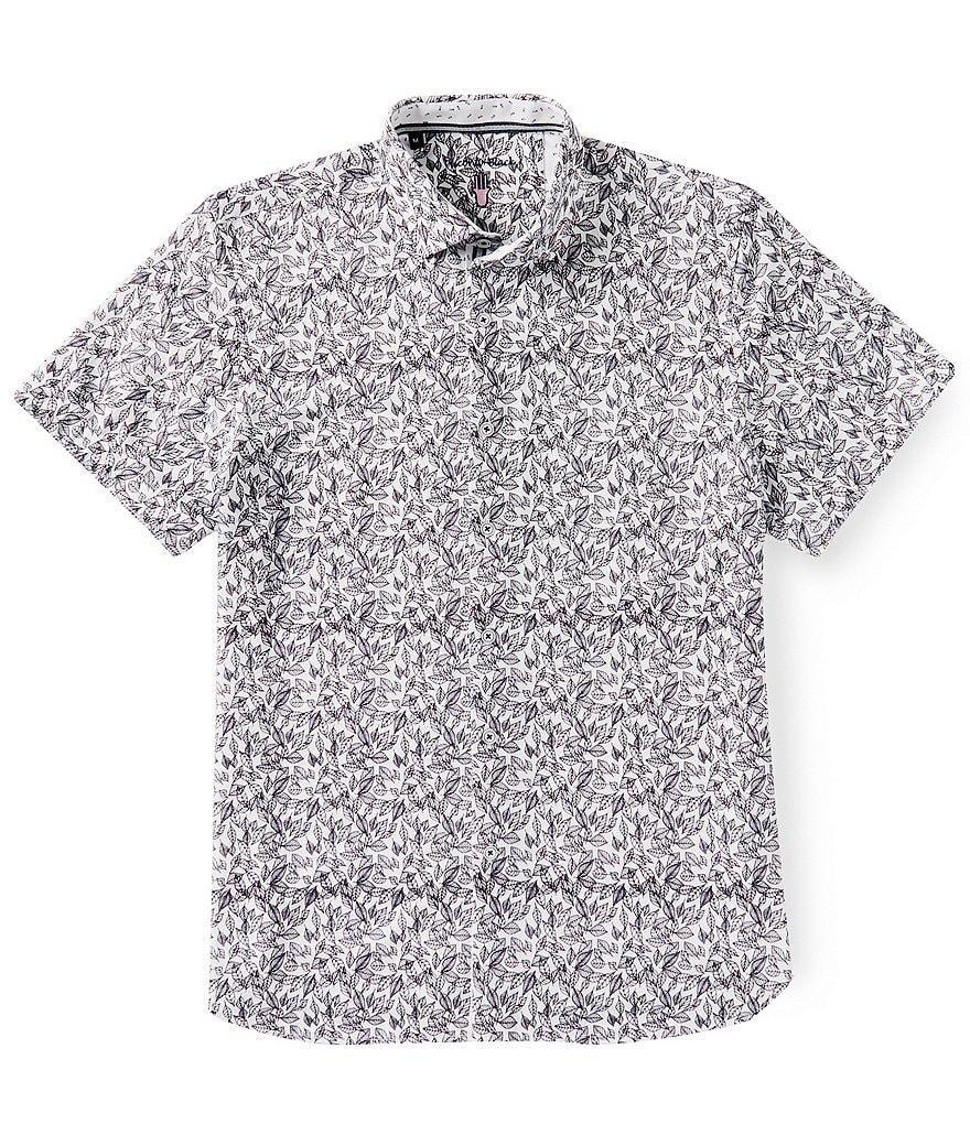 Visconti Stretch Leaf Print Short Sleeve Woven Shirt Product Image