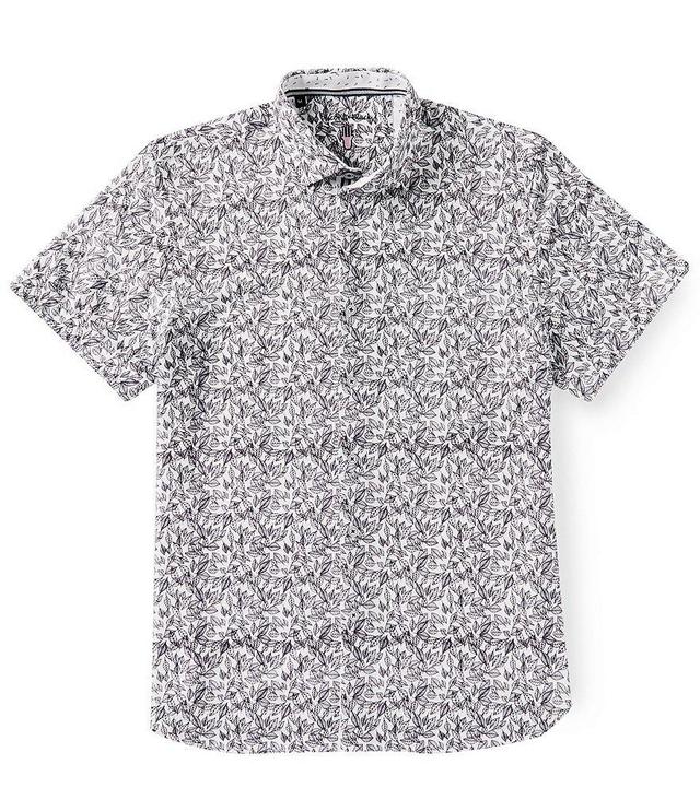 Visconti Stretch Leaf Print Short Sleeve Woven Shirt Product Image