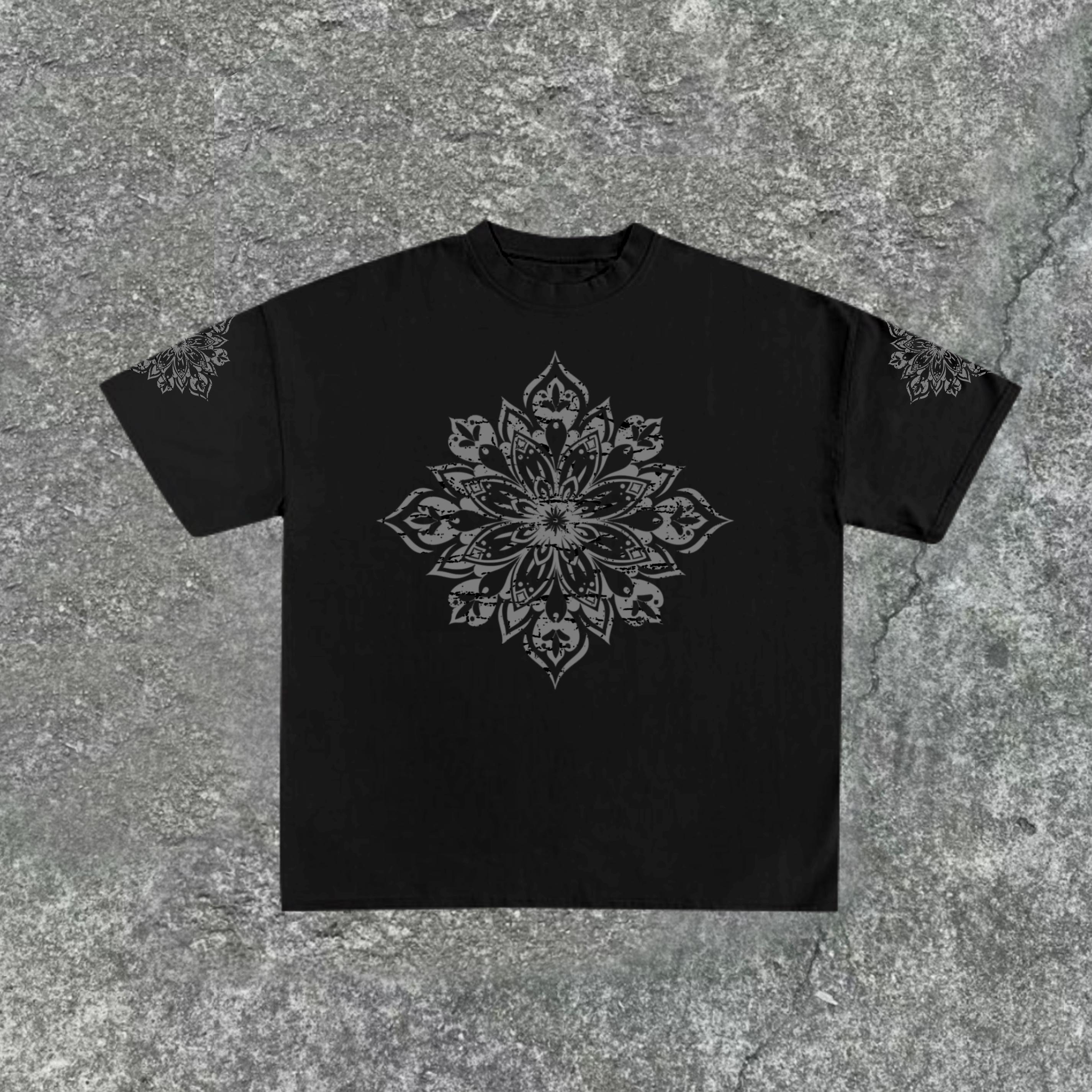 Men's Retro Mandala Graphic Cotton Casual T-Shirt Product Image