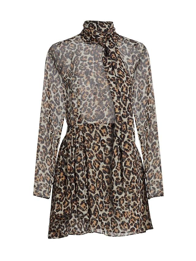 Womens Carlotta Leopard Tieneck Minidress Product Image